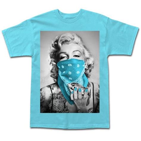 Marilyn Monroe Light Blue Bandana Black Bandana Rap Shirt T Shirt