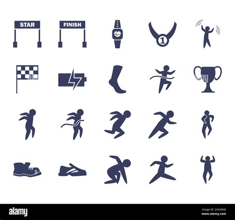 running silhouette style icon set design marathon athlete training and fitness theme vector