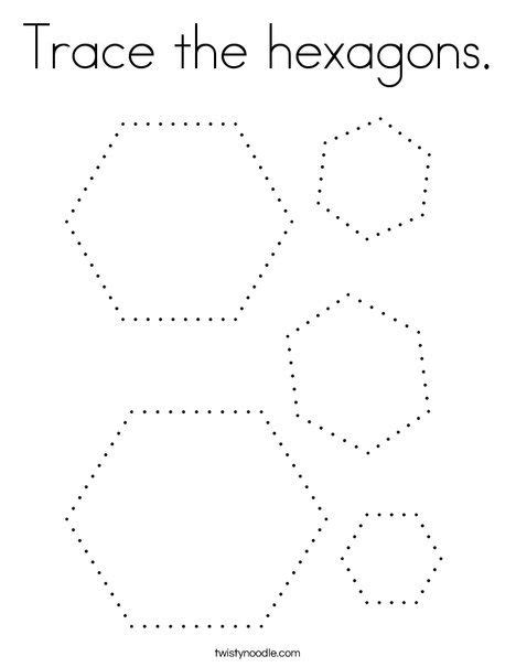 Trace the hexagons Coloring Page - Twisty Noodle | Tracing worksheets