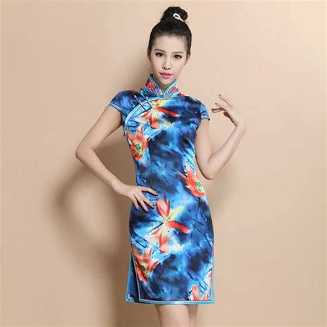 Custom Made Fascinating Blue Silk Cheongsam Qipao Dress Asian Dress Gorgeous Clothes Qipao Dress