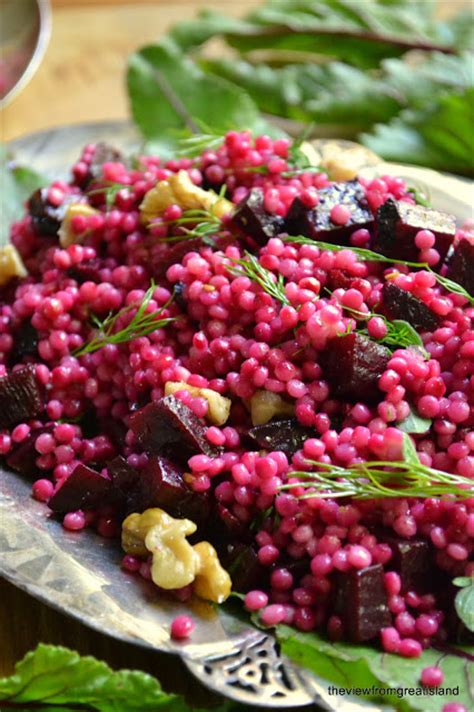 Use the freshest ingredients you can israeli couscous israeli couscous is also a type of pasta, but consists of granules that are much. Rose Colored Couscous ~ Israeli Couscous with Beets and ...