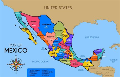 Colorful Map Of Mexico 20699189 Vector Art At Vecteezy