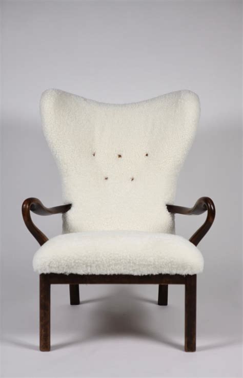 Frits Henningsen Easy Chair In Cuban Mahogany And Lambskin Denmark 1930 For Sale At 1stdibs