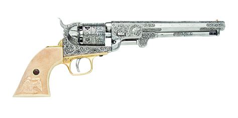 Civil War M1851 Replica Engrave Silver Navy Pistol The United States
