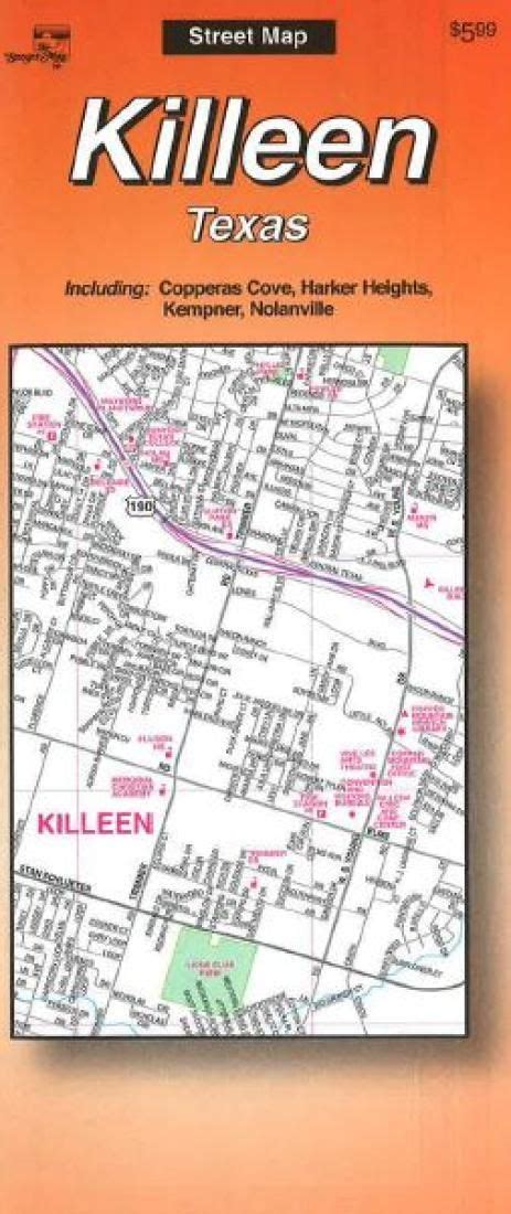 The Street Map For Killeen Texas Including An Orange Background With