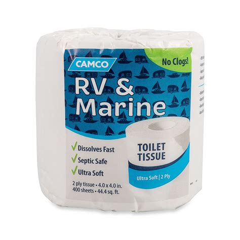 Camco 2 Ply Rv And Marine Toilet Paper Single Roll 400 Sheets