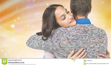 Loving Woman Embracing Man Stock Photo Image Of Copy 91280326