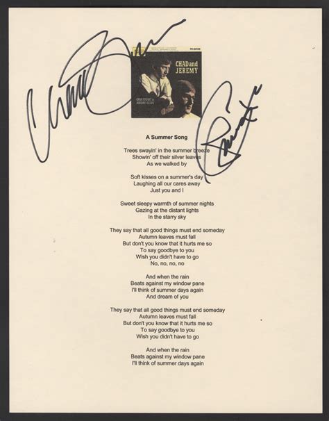 Download Lot Detail - Chad & Jeremy Signed "A Summer Song" Lyrics