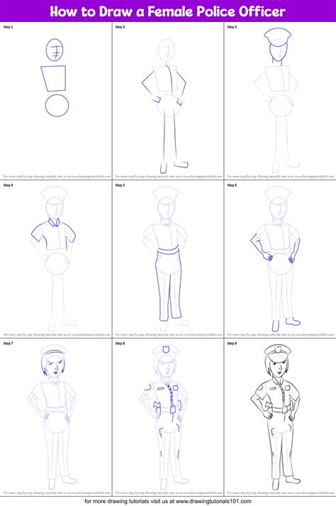 How To Draw A Female Police Officer Other Occupations Step By Step