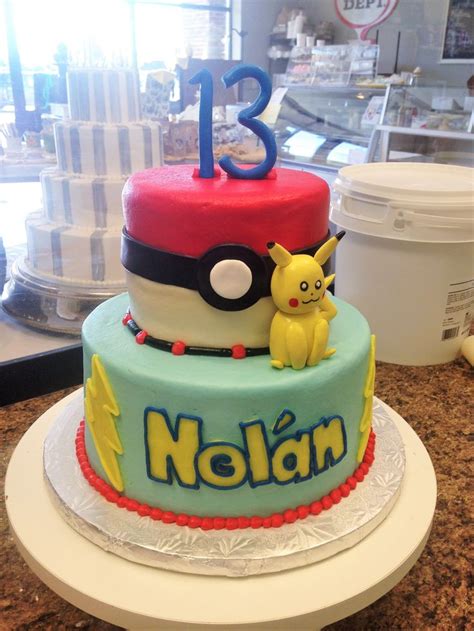 2 Tier Pokémon Birthday Cake Decorated With Buttercream Icing And A