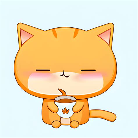 Kawaii Chibi Cartoon Single Cat Orange Tabby · Creative Fabrica