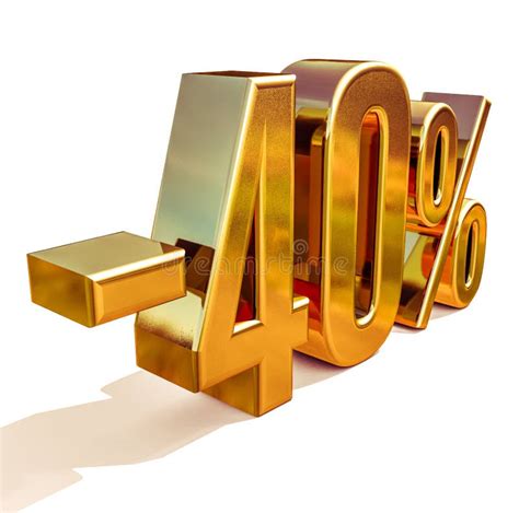 3d Gold 40 Forty Percent Discount Sign Stock Illustration