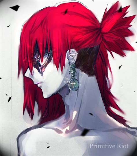 An Anime Character With Red Hair And Piercings