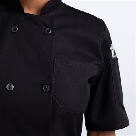 Women S Short Sleeve Plastic Button Chef Coat Chefwear