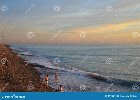 Sochi Krasnodar Region Russia 09 October 2020 Beach And People