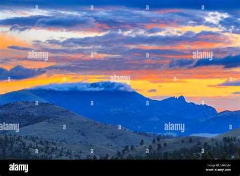 Sunrise Over The Sleeping Giant Mountain Near Helena Montana Stock