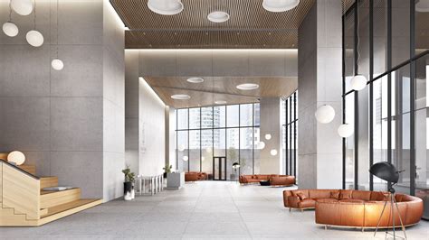 查看此 Behance 项目 3d Rendering For An Office Lobby Design