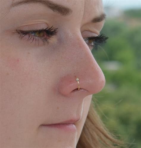 Nose Ring Jewelry Nose Hoop Nose Piercing 18 Gauge Opal Etsy Denmark