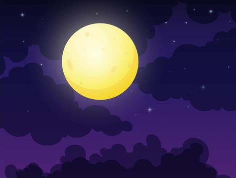 Full Moon On Cloudy Sky 418190 Vector Art At Vecteezy