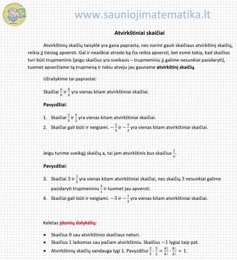 Atvirkštiniai Skaičiai Matematikos Mokymas Tik Nuotoliniu Būdu