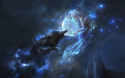 Wallpaper Fantasy Art Fantasy Girl Artwork Nebula Wolf Universe
