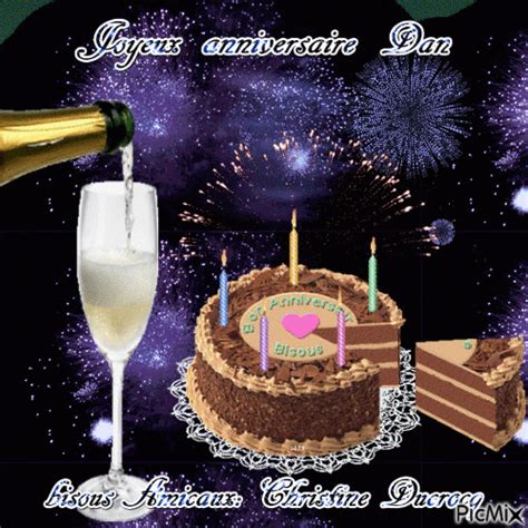 Envoyer des images annimés joyeux anniversaire, cliparts animés d'anniversaire. Gif Joyeux Anniversaire Champagne