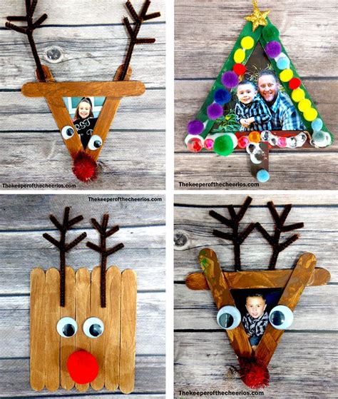 easy christmas craft stick photo frames the keeper of the cheerios craft stick crafts mason