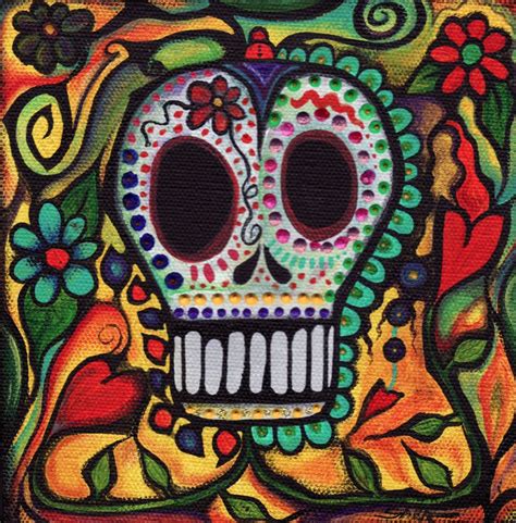 Sugar Skull Acrylic On Canvas Sugar Skull Painting Art Day Art