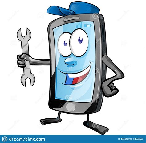 A Smartphone Mobile Repair Service Or Mechanic App Cartoon Character