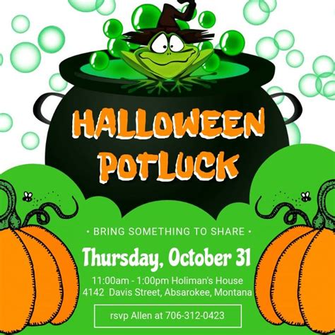 Green Halloween Potluck Invitation Video Halloween Potluck Potluck Invitation Halloween