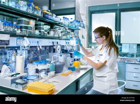 Young Scientist Works In Modern Biological Lab Stock Photo Alamy