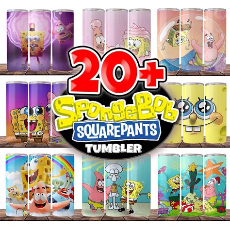 20 Spongebob Tumbler Wrap Bundle Instant Download 20oz Etsy