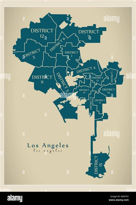 Modern City Map Los Angeles City Of The Usa With Boroughs And Titles