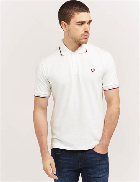 Fred Perry Cotton Made In England Tipped Polo Shirt In White For Men Lyst