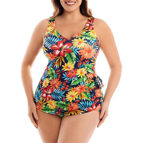 Womens Plus Size Slimming Sarong One Piece Swimsuit Brickseek