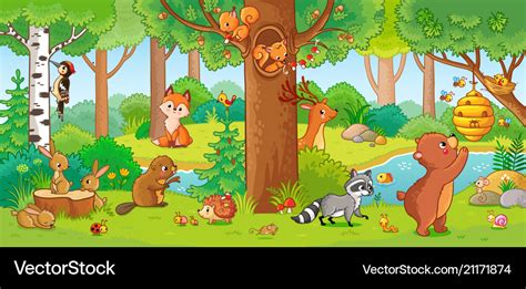 With Cute Forest Animals Royalty Free Vector Image