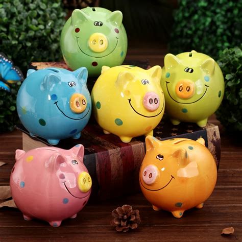 Creative Colorful Ceramic Pig Piggy Bank Children Ts Money Box Kids