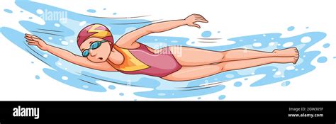 Mujer Nadando En La Piscina Imagen Vector De Stock Alamy