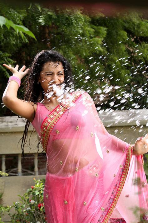 Trisha Krishnan Wet In Pink Saree Hot Photos Ritzystar