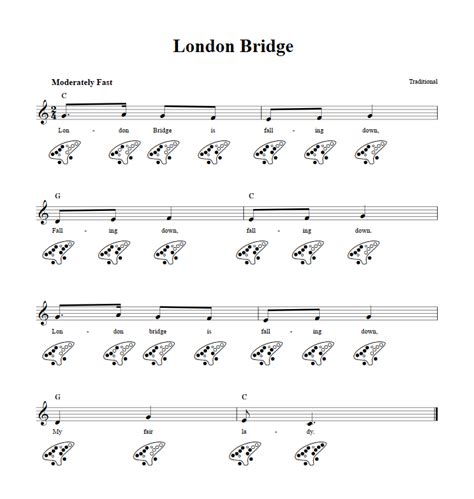 London Bridge Chords Sheet Music And Tab For 12 Hole Ocarina With Lyrics