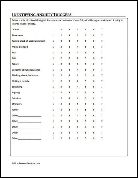 Trigger Identification Worksheet Printable Worksheets