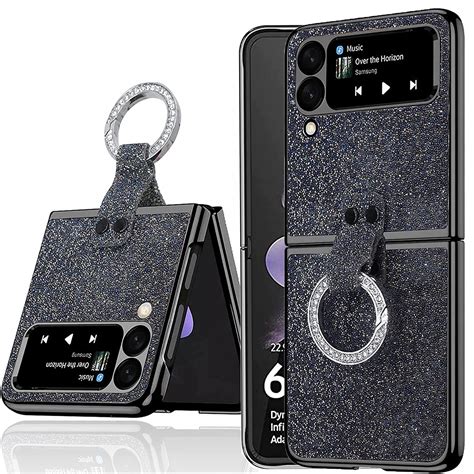 Dteck Glitter Case For Samsung Galaxy Z Flip 3 With Ring Shiny Bling