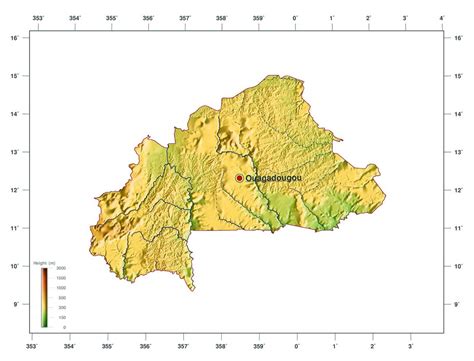 Large Elevation Map Of Burkina Faso Burkina Faso Africa Mapsland