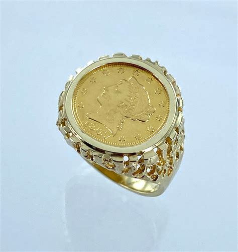 Sold Price 14k Gold Mens Coin Ring With 1907 Us 2 12 Dollar Gold