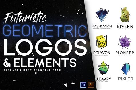 Futuristic And Geometric Logos Bundle Branding And Logo Templates