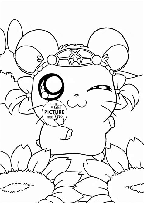 Cute Hamtaro Coloring Page For Kids Manga Anime Coloring