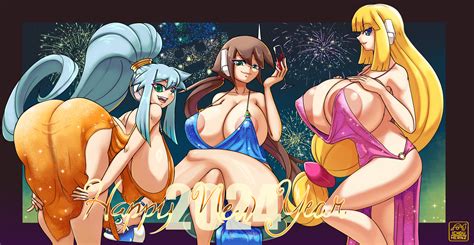 rule 34 3girls aile areola slip ashe megaman zx ass up bent over female female only huge
