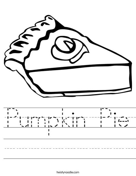 Thanksgiving slice pie coloring page. Pumpkin Pie Worksheet - Twisty Noodle