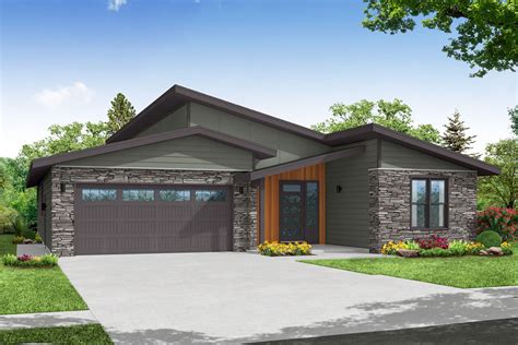 One Story 3 Bed Modern House Plan With Multiple Shed Roofs 720081da