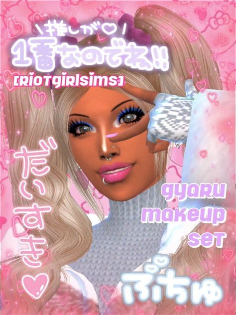 Riotgirl Gyaru Makeup Set Patreon Sims 4 Anime Sims 4
